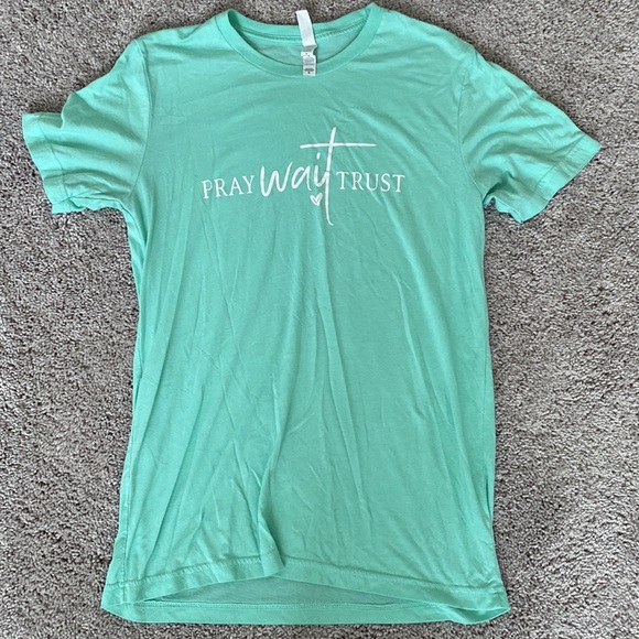 Bella+Canvas Pray Wait Trust Teal T-Shirt - Picture 9 of 10